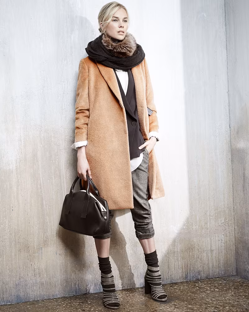 Brunello Cucinelli AlpacaWool Monili-Snap Long Coat