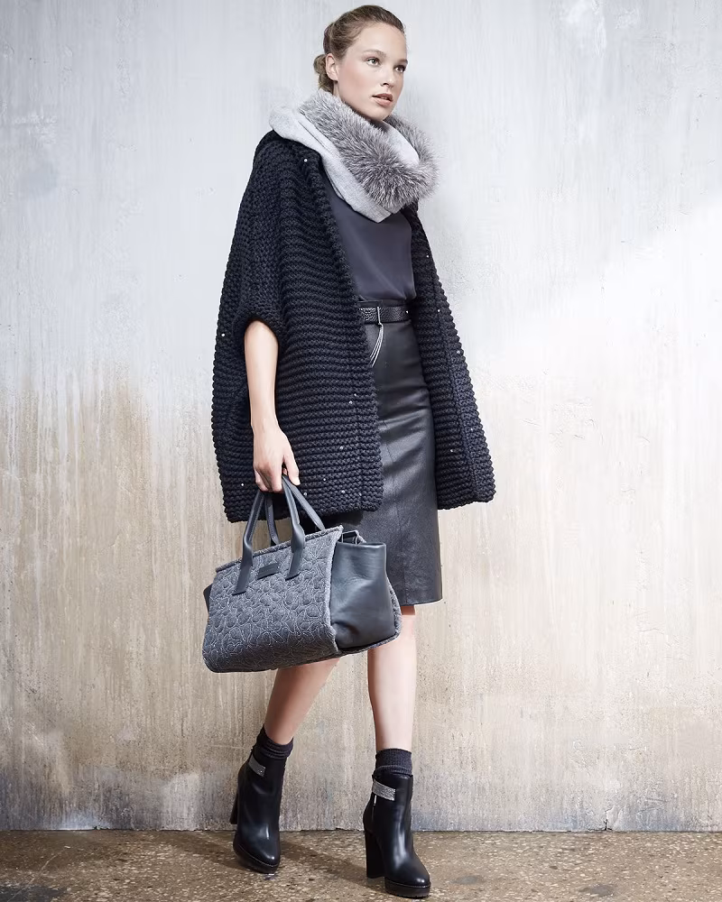 Brunello Cucinelli Hooded Piuma-Link Poncho