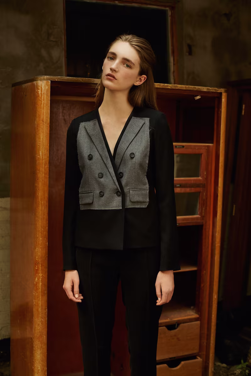 MM6 Maison Margiela Black & Grey Patch Wool Blazer