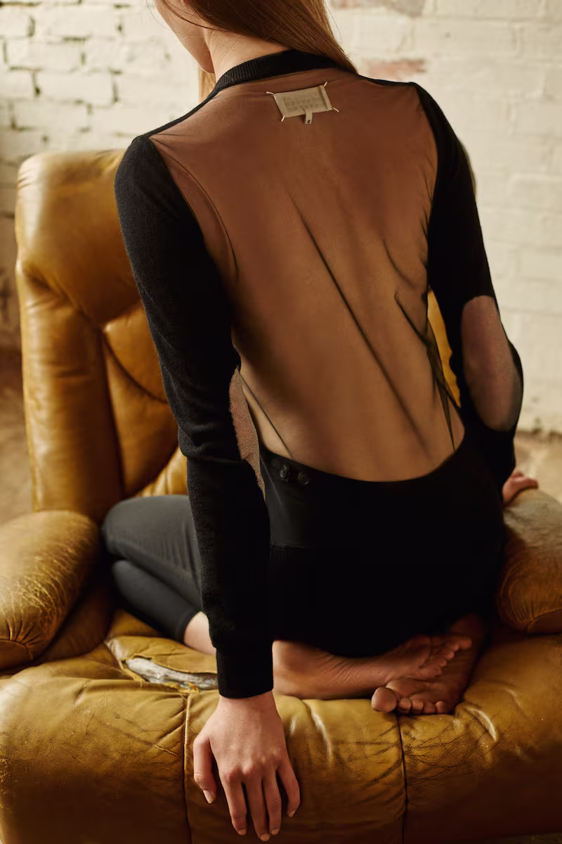 Maison Margiela Black Mesh Panelled Sweater