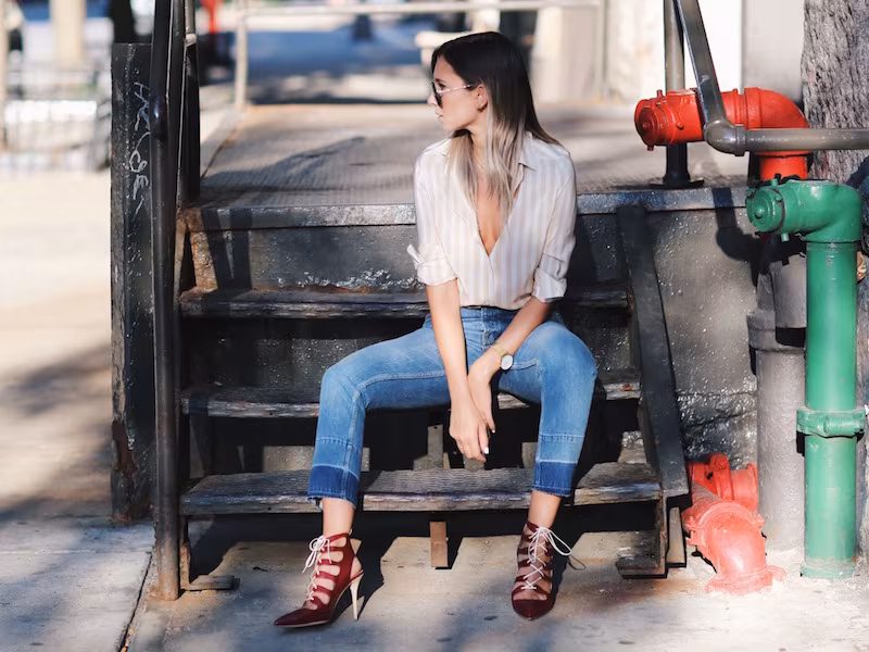 Marieclaire St John Dresshirt x WeWoreWhat White & Coco Striped Silk Shirt