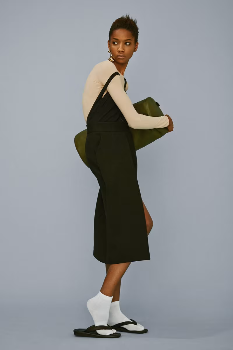 Rosetta Getty Black Foldover Panel Skirt