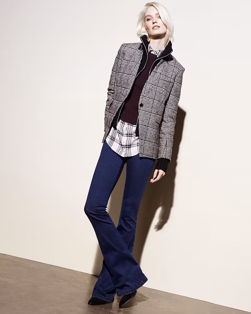 Veronica Beard Cutaway Stand-Collar Jacket with Upstate Knit Dickey