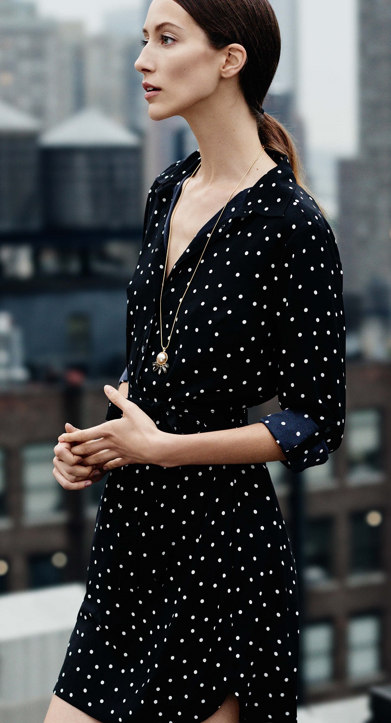 Ann Taylor Dotted Crepe Shirtdress
