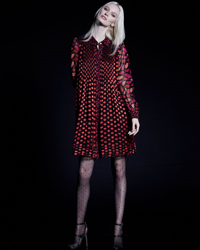 Diane von Furstenberg Makayla Midnight Kiss Long-Sleeve Pleated Mini Dress