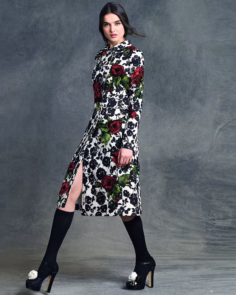 Dolce & Gabbana Double-Breasted Floral-Print Coat