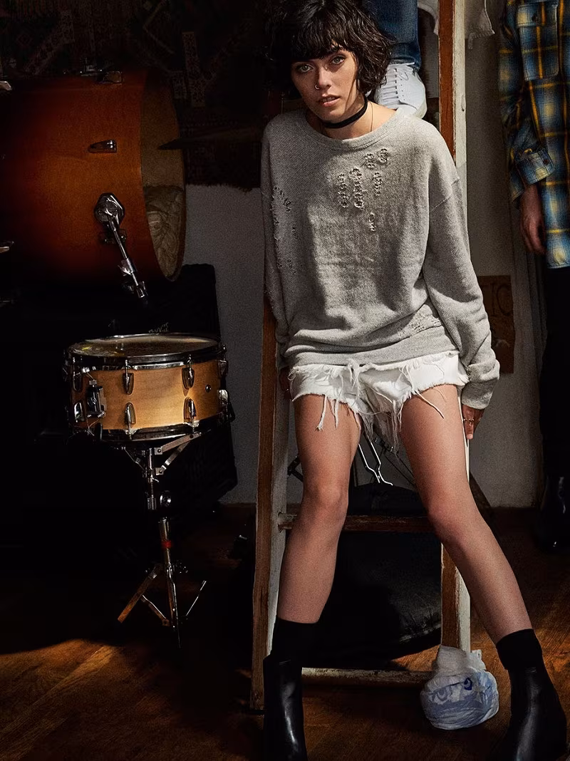 R13 Distressed French Terry Sweatshirt