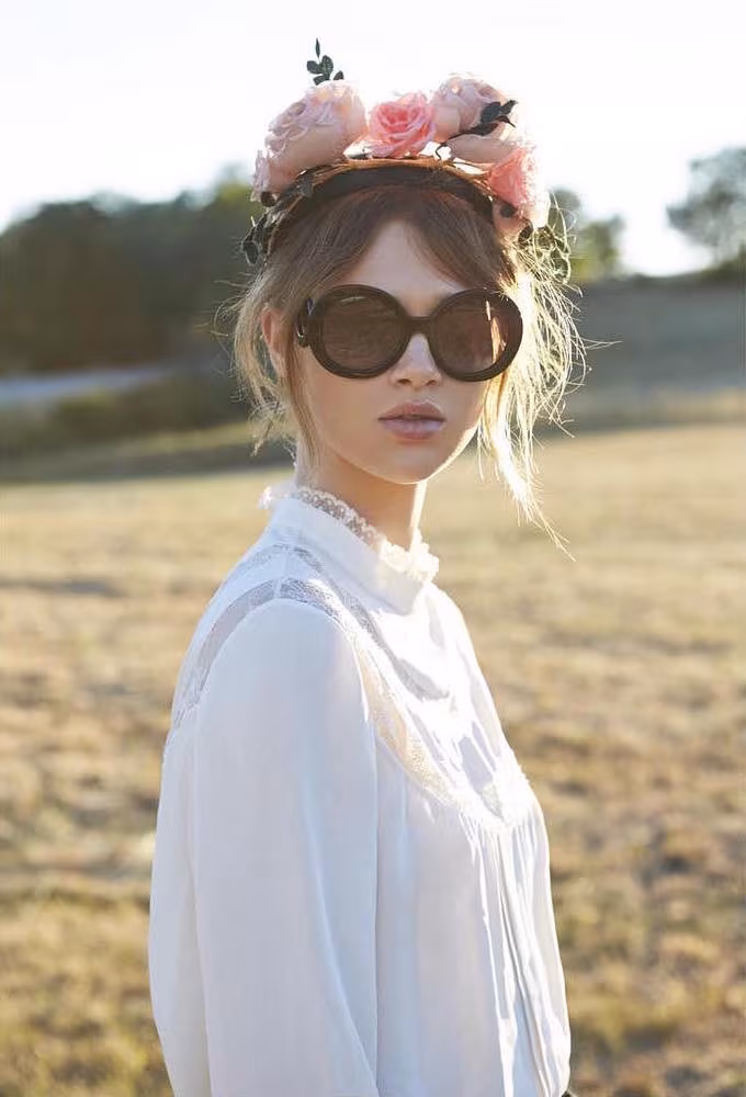 Valentino Lace Detail Collared Blouse