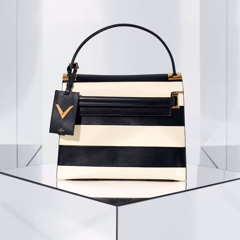 Valentino My Rockstud Small Stripe Leather Satchel