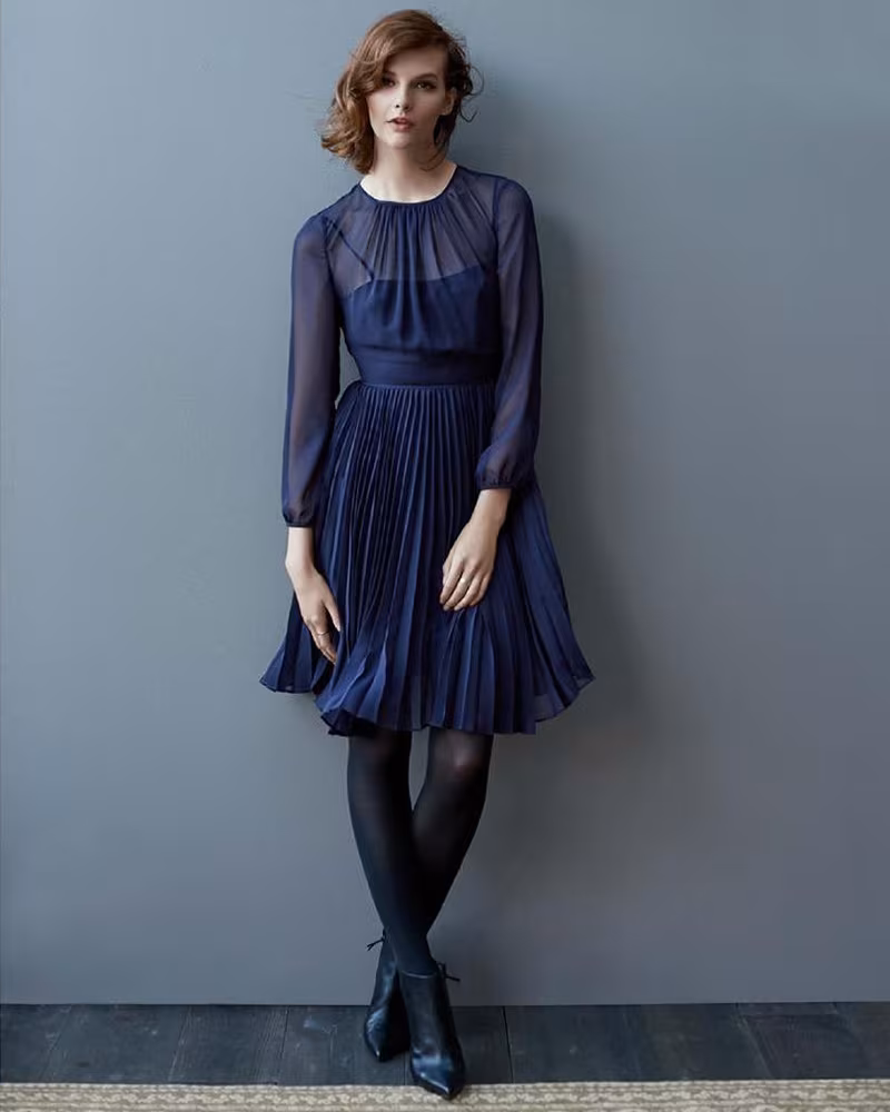 Eliza J Pleated Chiffon Fit & Flare Dress