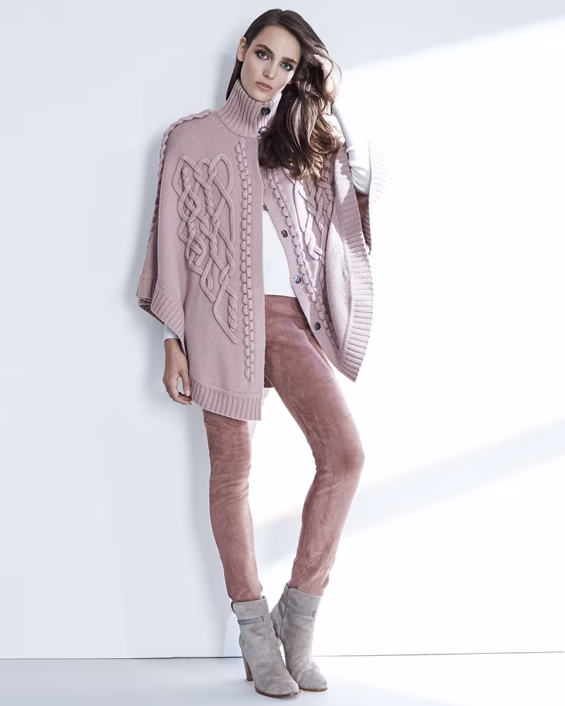 Escada Braided Snap-Front Poncho