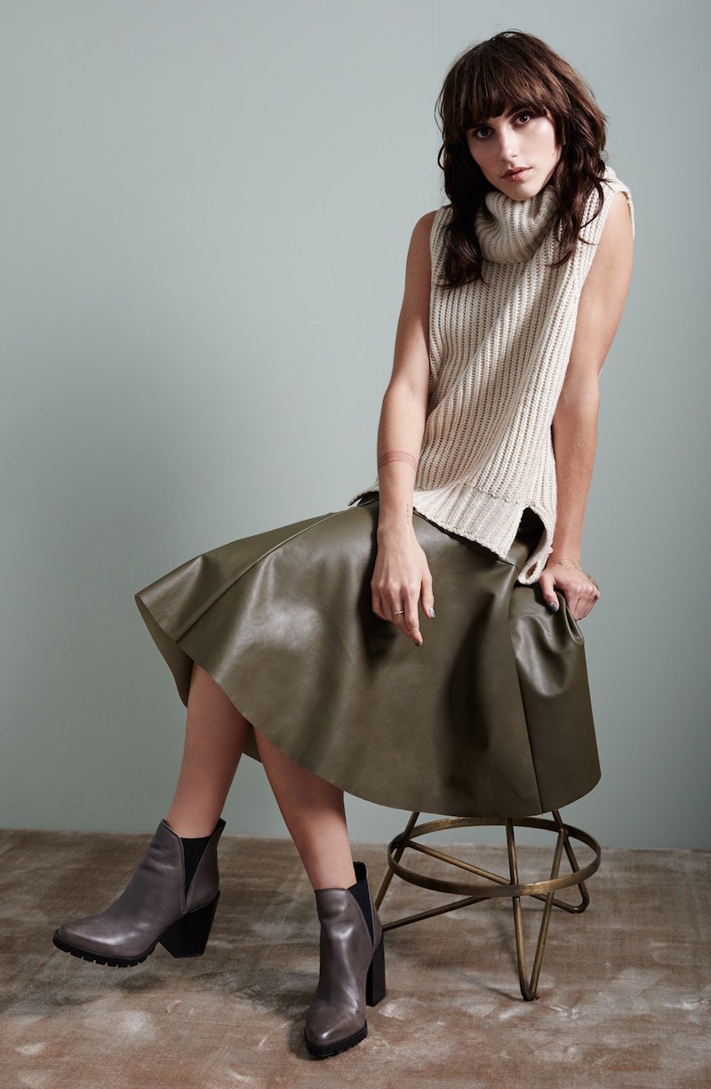 J.O.A. Faux Leather Midi Skirt