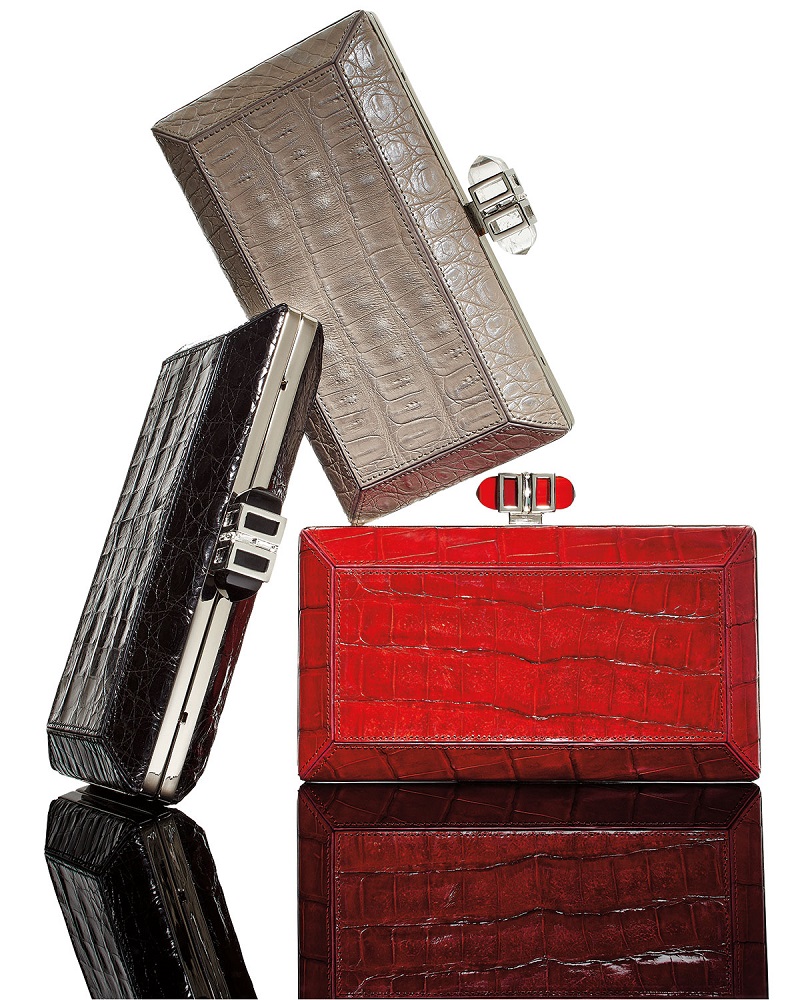 Judith Leiber Couture Coffered Crocodile Minaudiere
