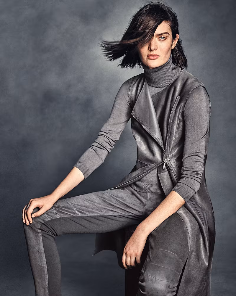 Lafayette 148 New York Blaise Long Calf Hair Vest