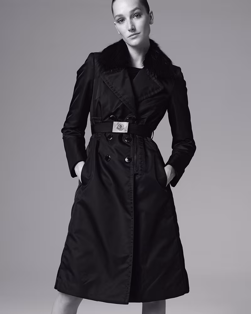 Moncler Sisteron Fur-Trim Trenchcoat