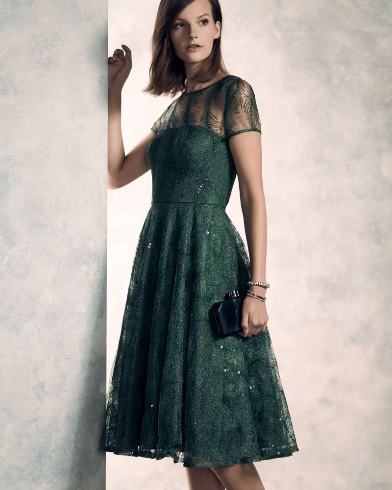 Aidan Mattox Feather-Lace Open-Back Party Dress