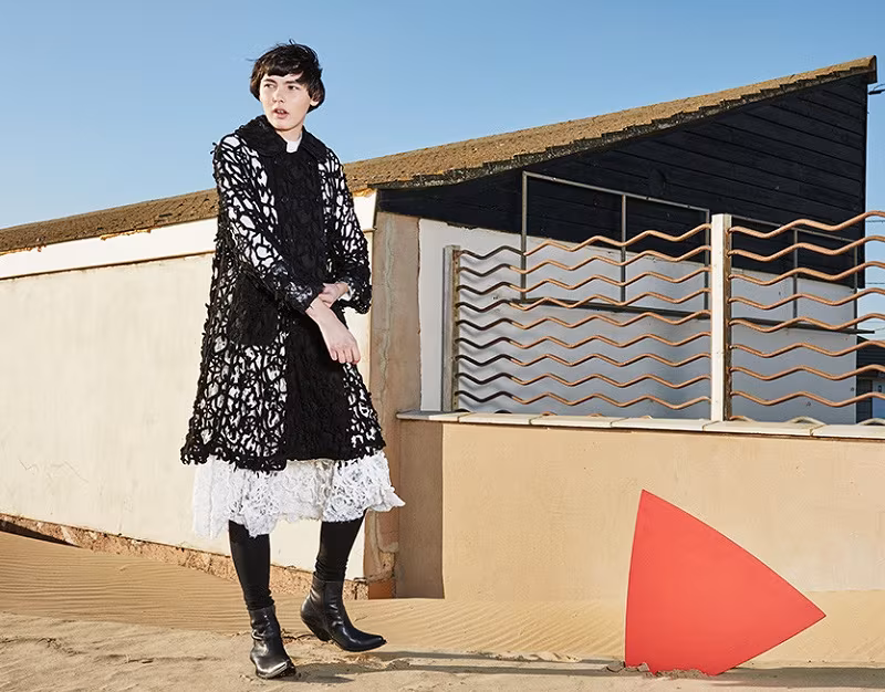 Comme des Garçons Black Cut-Out Lattice Coat