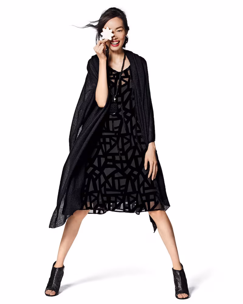 Eileen Fisher Sleeveless Deco Velvet Burnout Knee-Length Dress