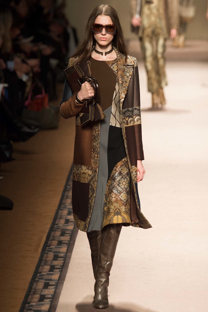 Etro Colorblock Jacquard Fitted Coat