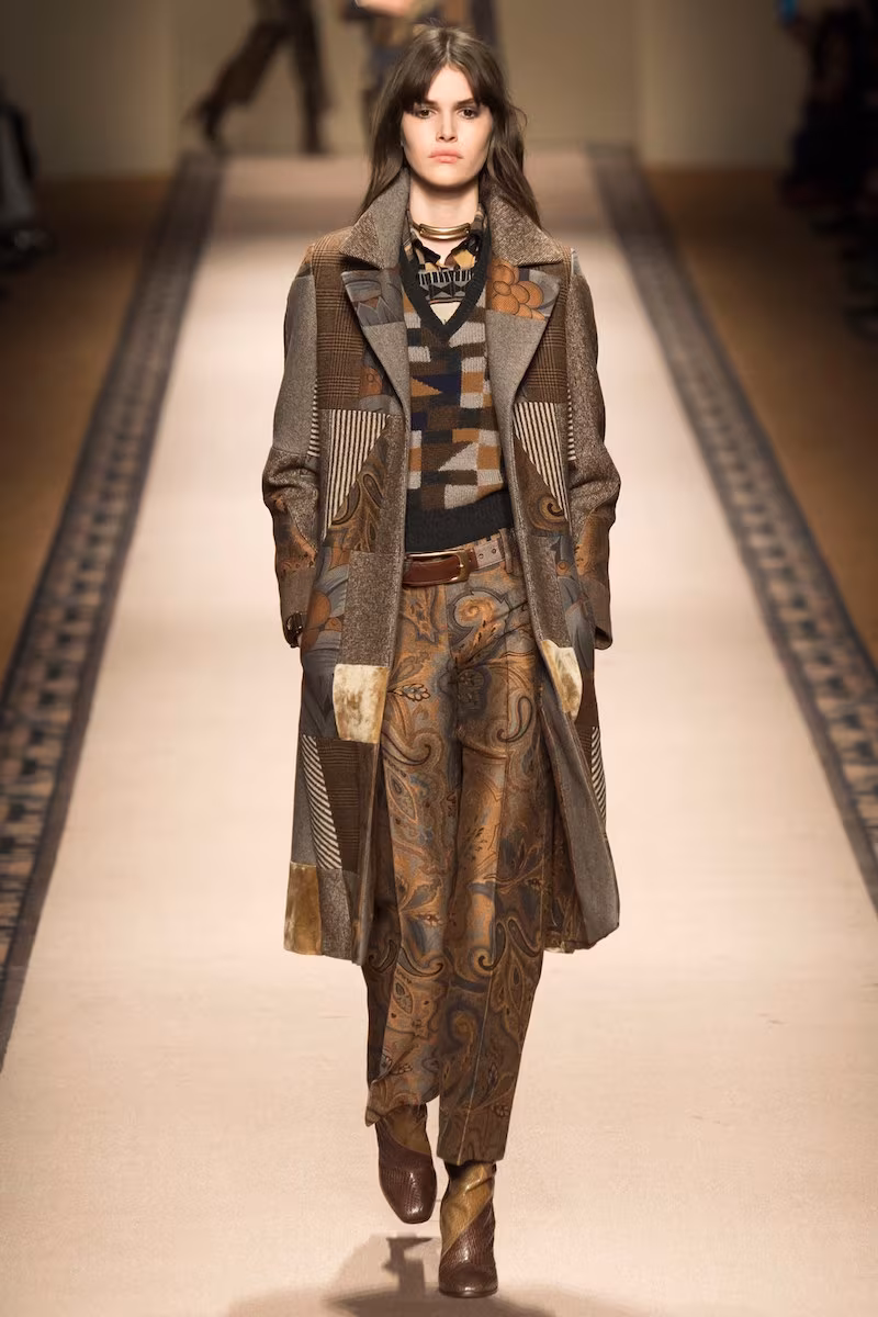 Etro Patchwork Jacquard Fitted Coat