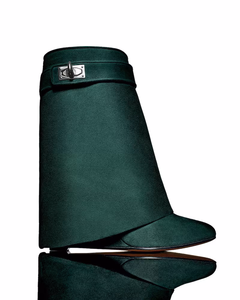 Givenchy Suede Shark-Lock Fold-Over Boot