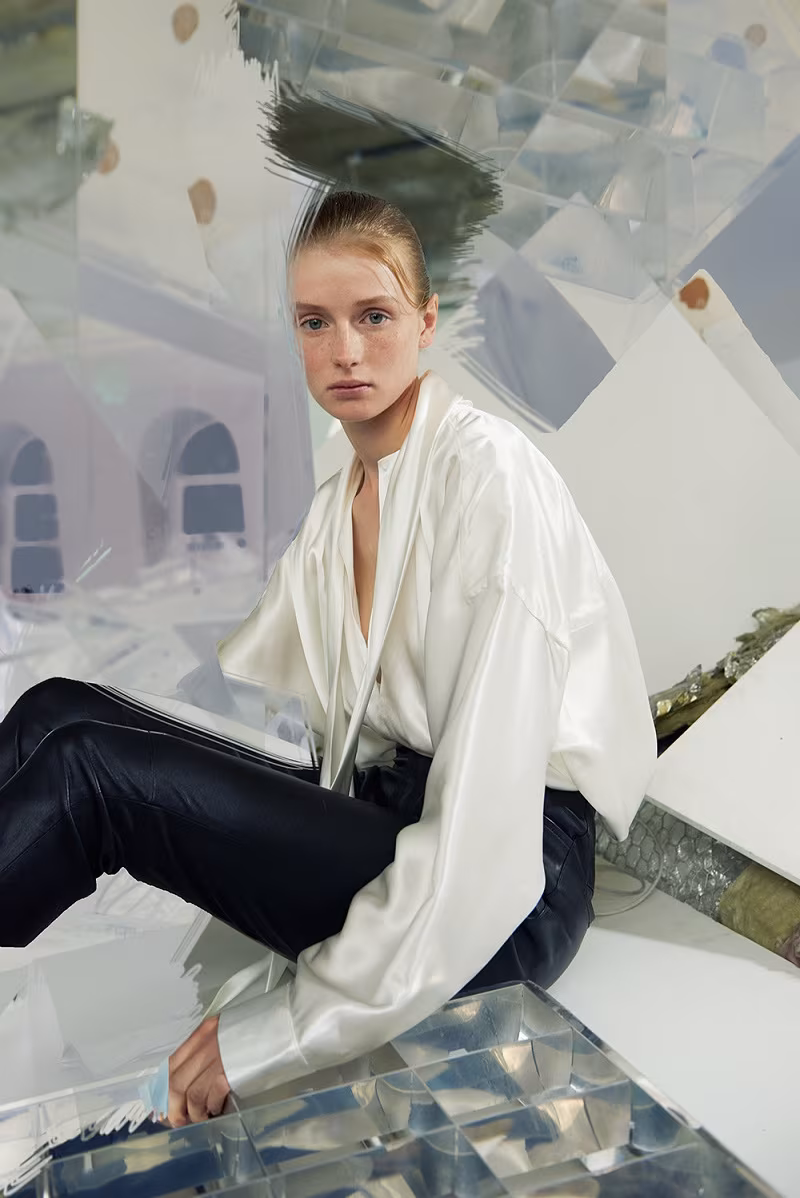 Haider Ackermann Black High-Waisted Leather Pants