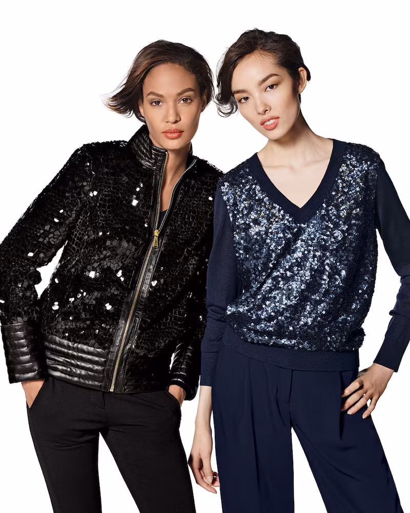 Magaschoni Long-Sleeve Sequined-Front Sweater