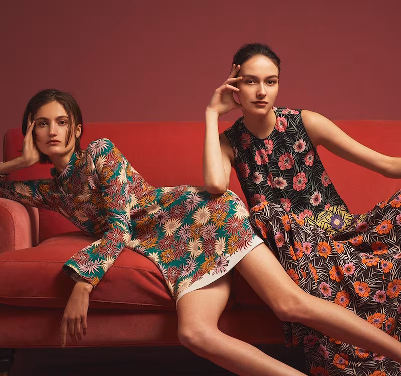 Marni Long Sleeved Floral Printed Georgette Dress