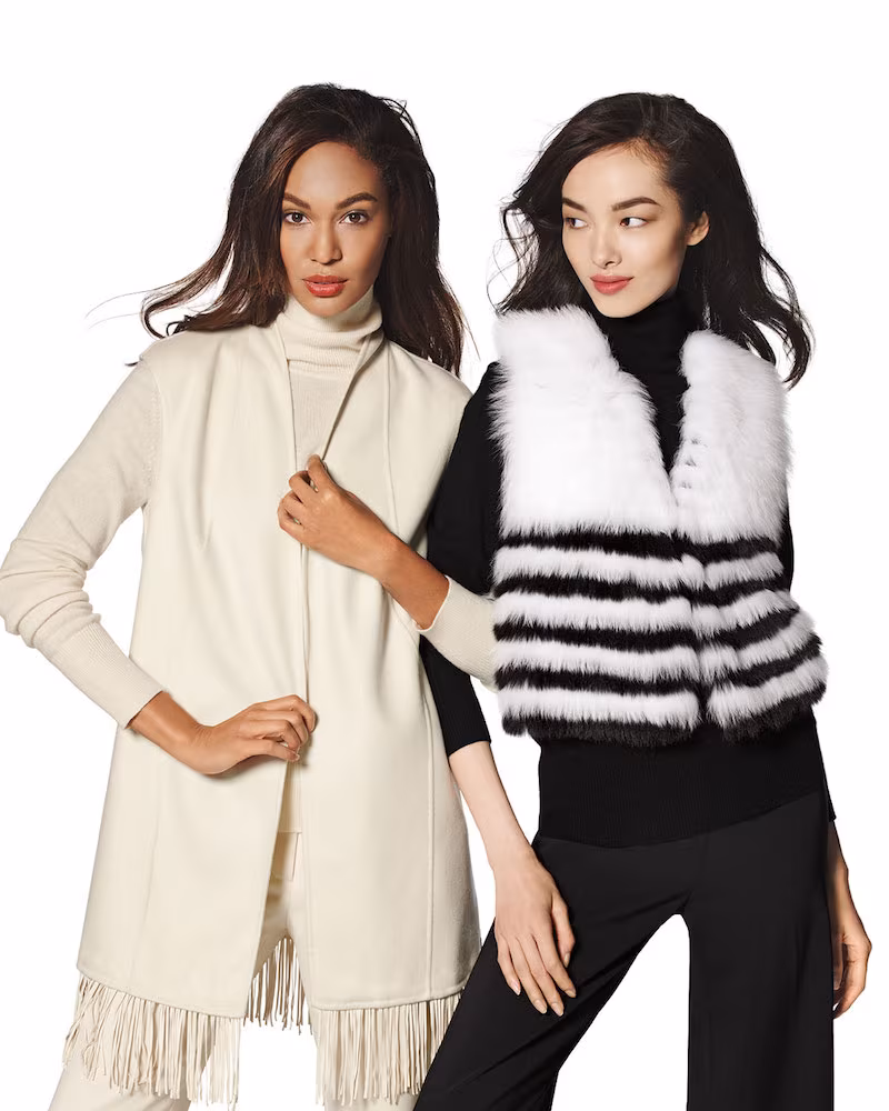 Neiman Marcus Cashmere Collection Fox-Fur Cropped Vest