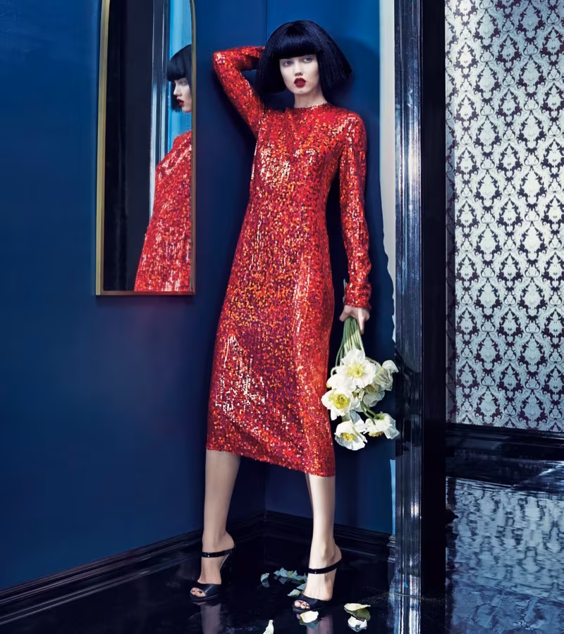 Nina Ricci Long Sleeve Sequin Dress