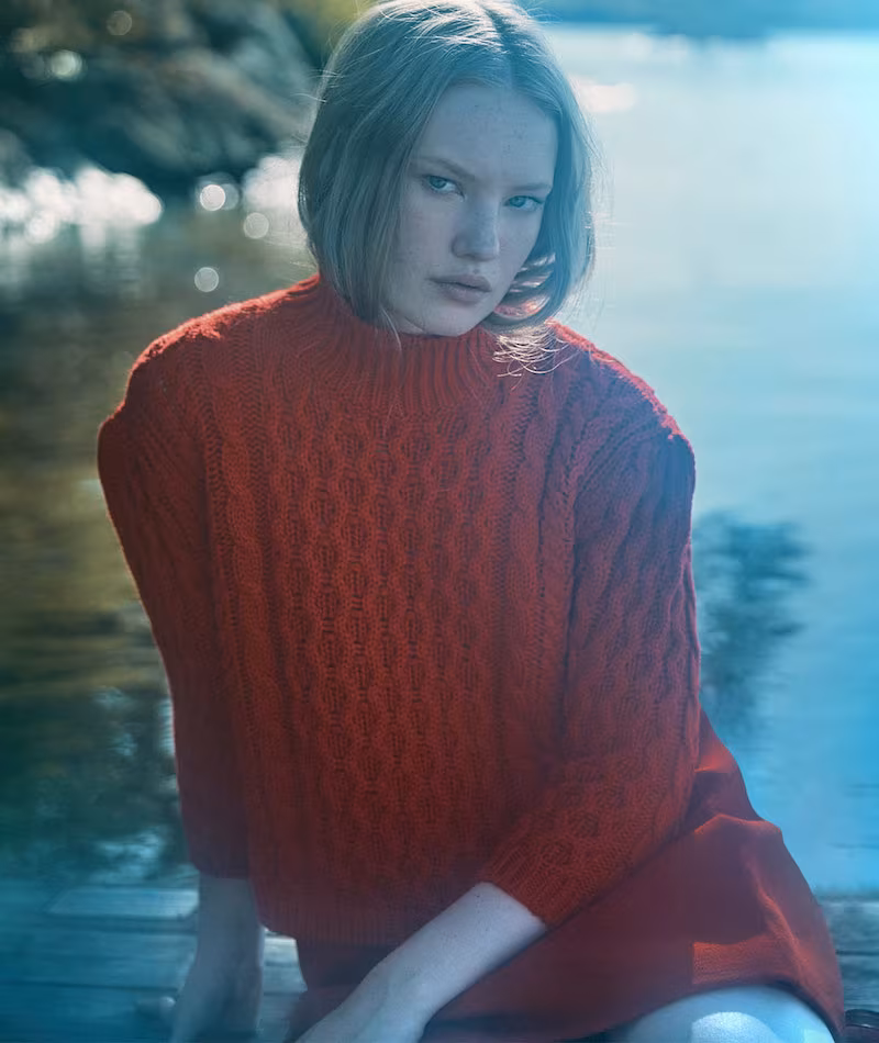 Simone Rocha Red Wool Chunky Knit Turtleneck