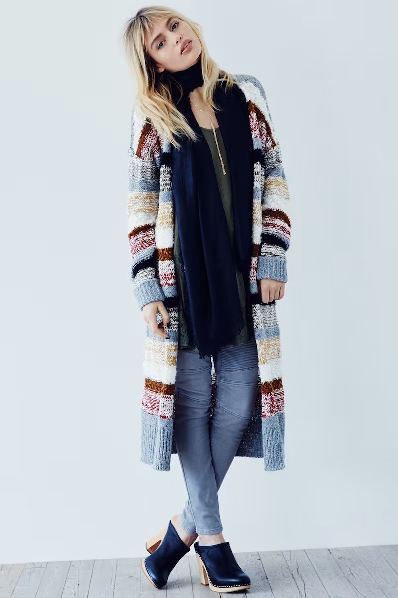 Sun & Shadow Stripe Long Cardigan