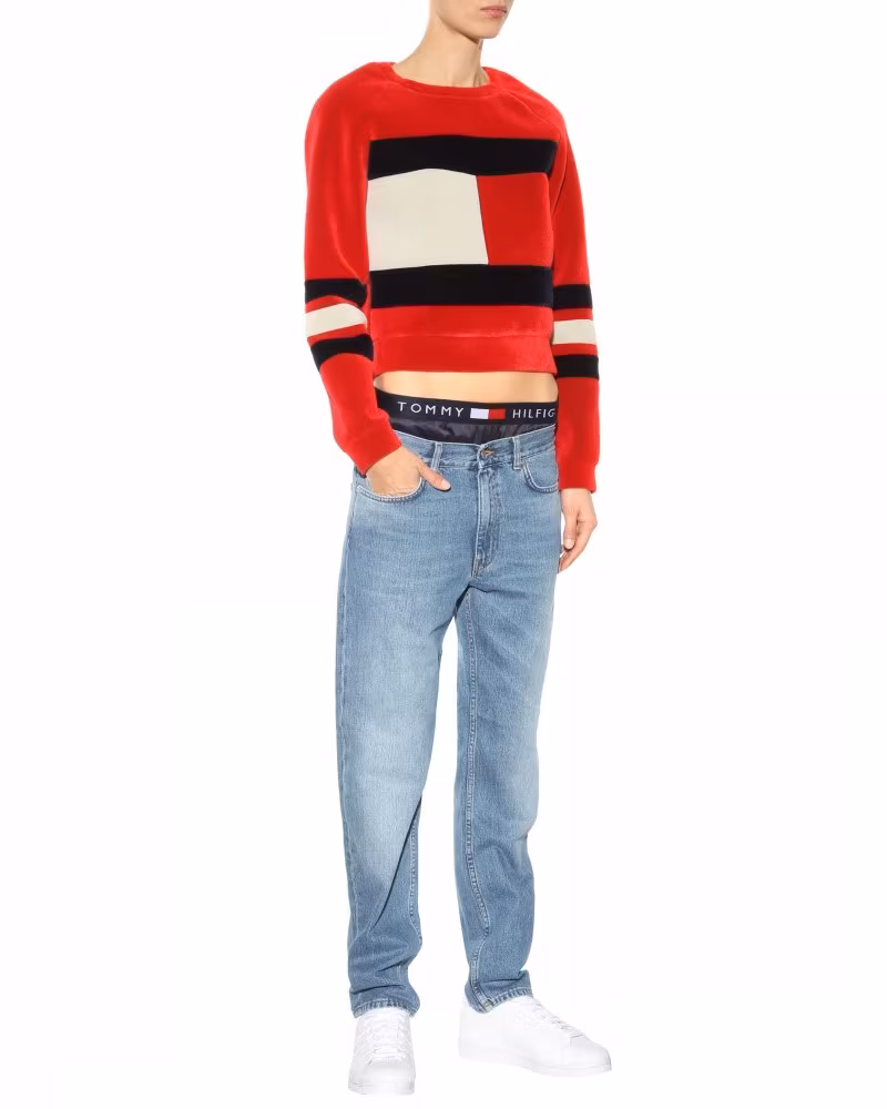 mytheresa.com x Tommy Hilfiger Flag Scuba Velvet Cropped Sweater_1