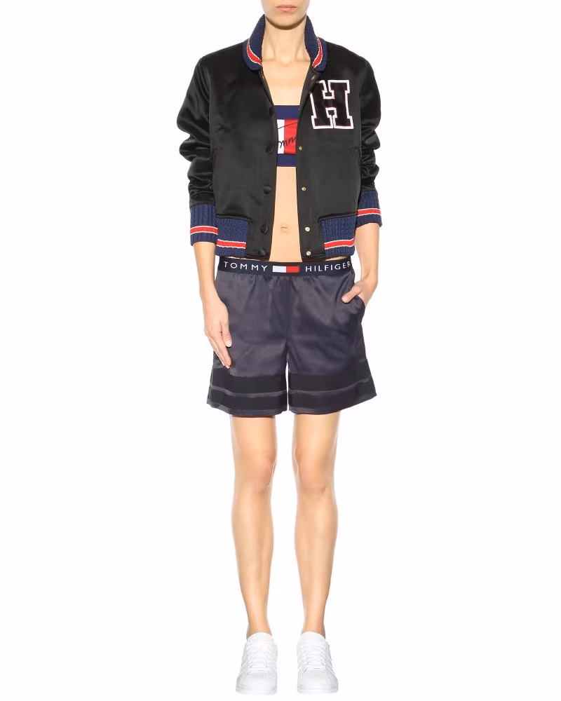 mytheresa.com x Tommy Hilfiger Varsity Satin Bomber Jacket