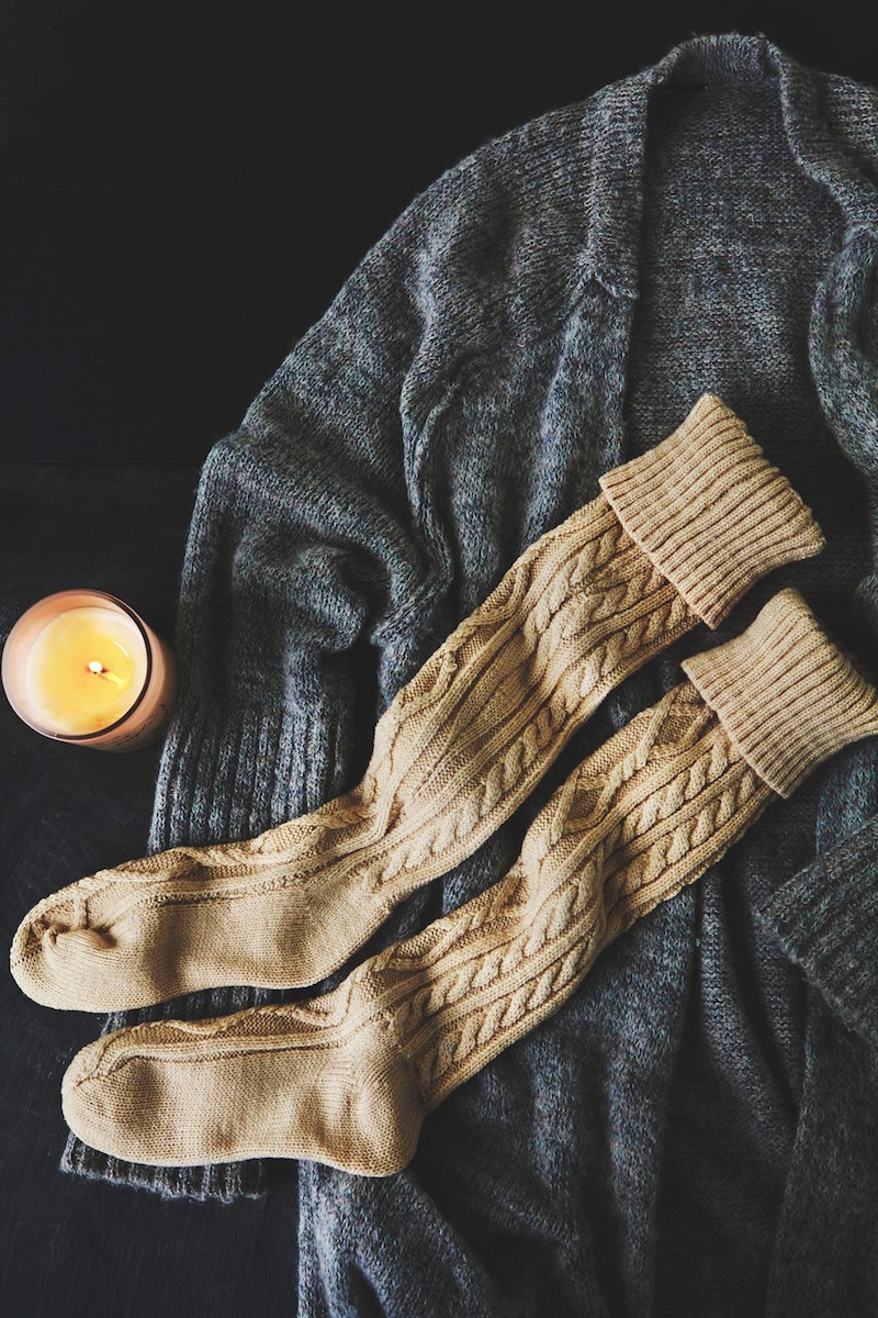 Free People Cable Knit Knee High Socks