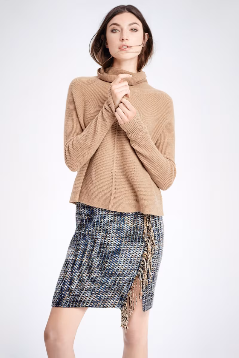 Halogen Fringe Detail Tweed Pencil Skirt