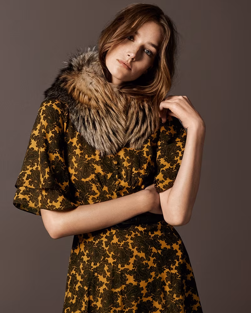 Michael Kors Collection Paisley-Print Ruffle-Sleeve Dress