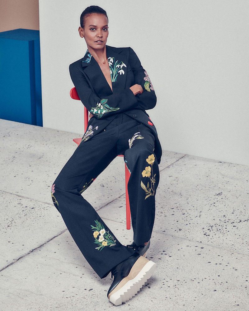 Stella McCartney Floral-Embroidered Tuxedo Trousers
