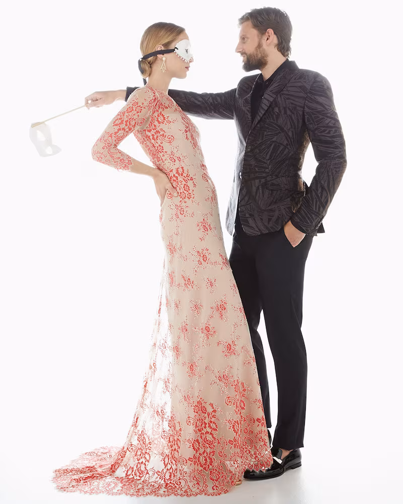 Alexis Akira Open-Back Lace Gown