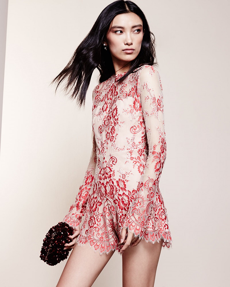 Alexis Li Long-Sleeve Lace Romper