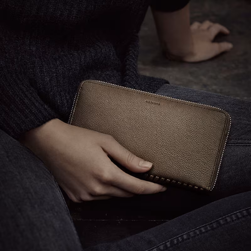 AllSaints Club Zip Around Wallet