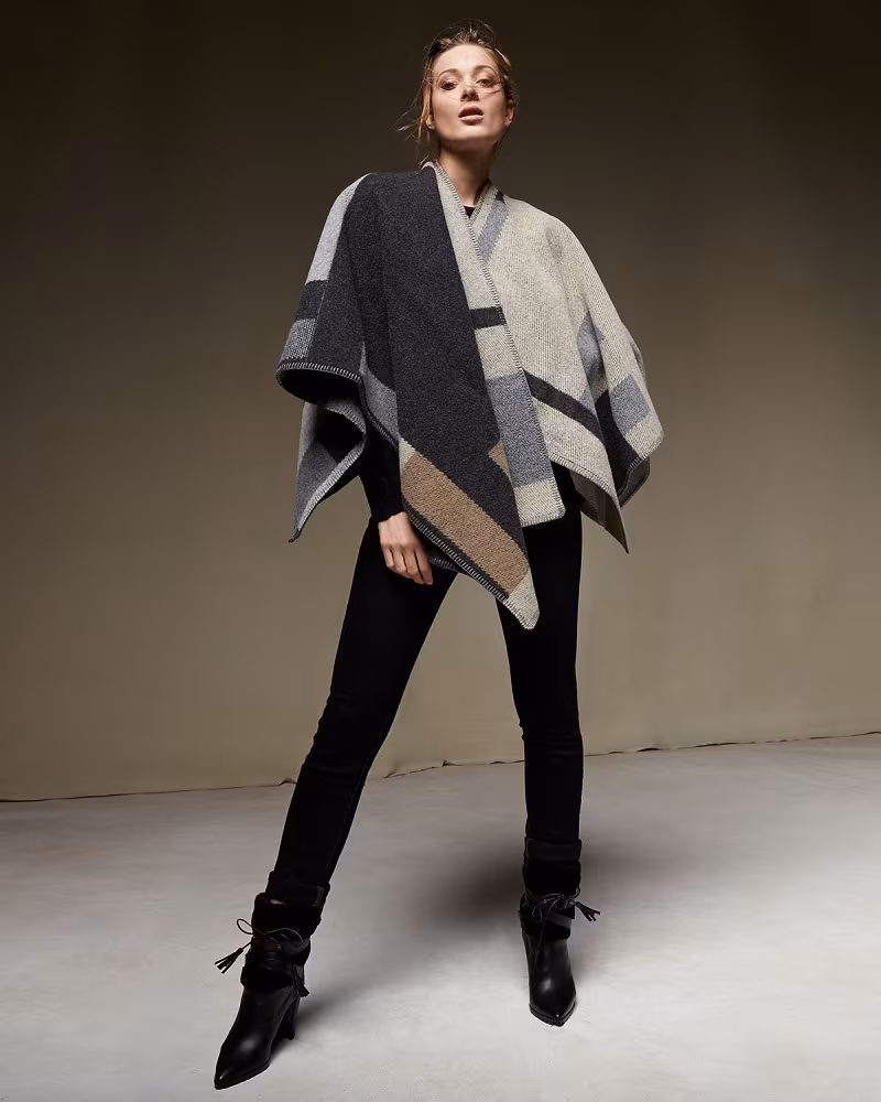 Burberry Prorsum Colorblock Mega Check Cape