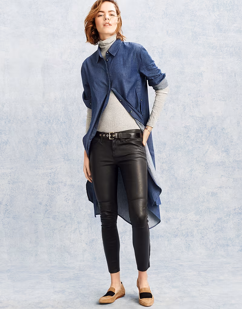 Current/Elliott The Stretch Leather Moto Pants with Ankle Zips