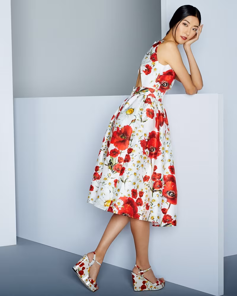 Dolce & Gabbana Poppy & Daisy Open-Back Party Dress