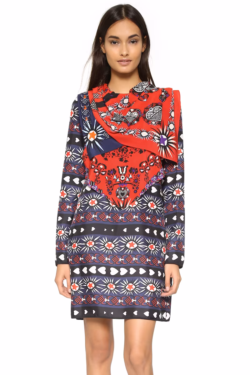 MSGM Long Sleeve Dress with Bandana
