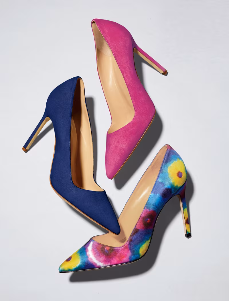 Manolo Blahnik Satin & Suede Polka Dot BB Pumps