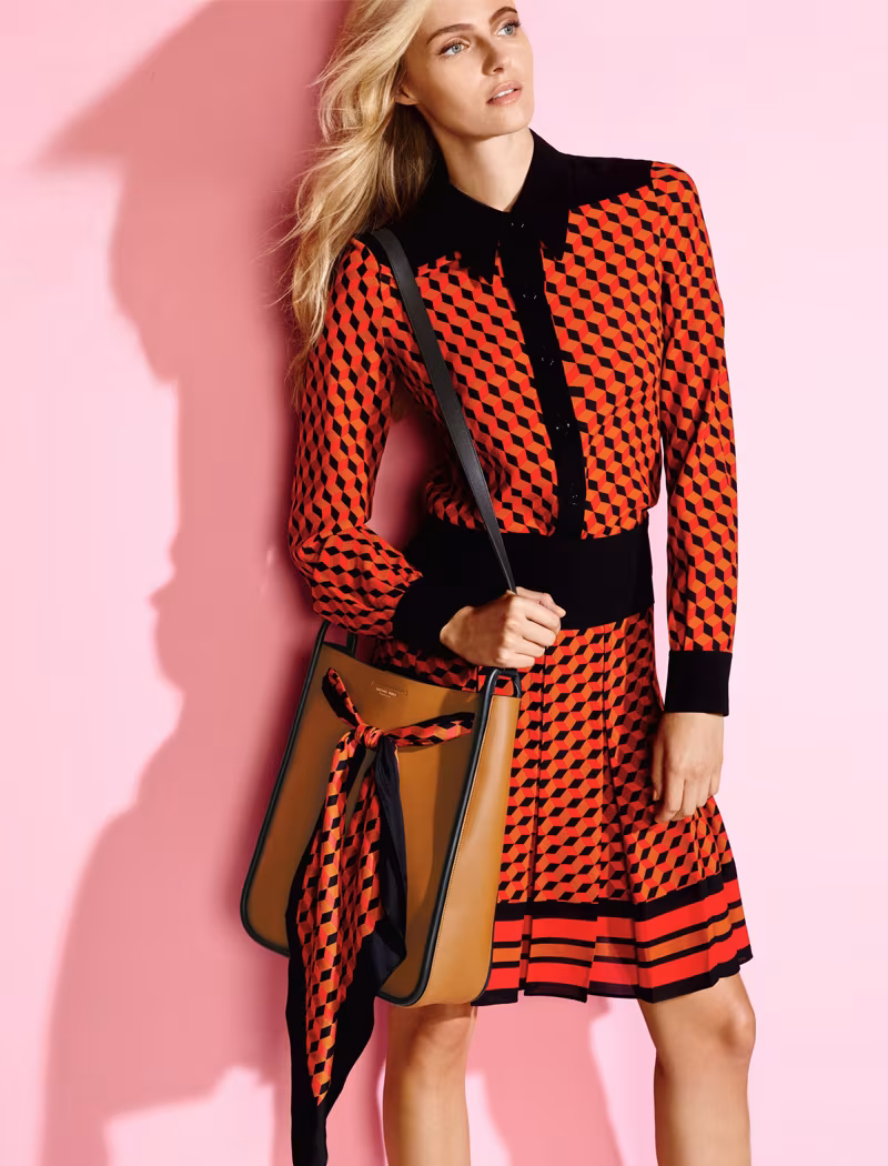 Michael Kors Silk Geometric-Print Shirt