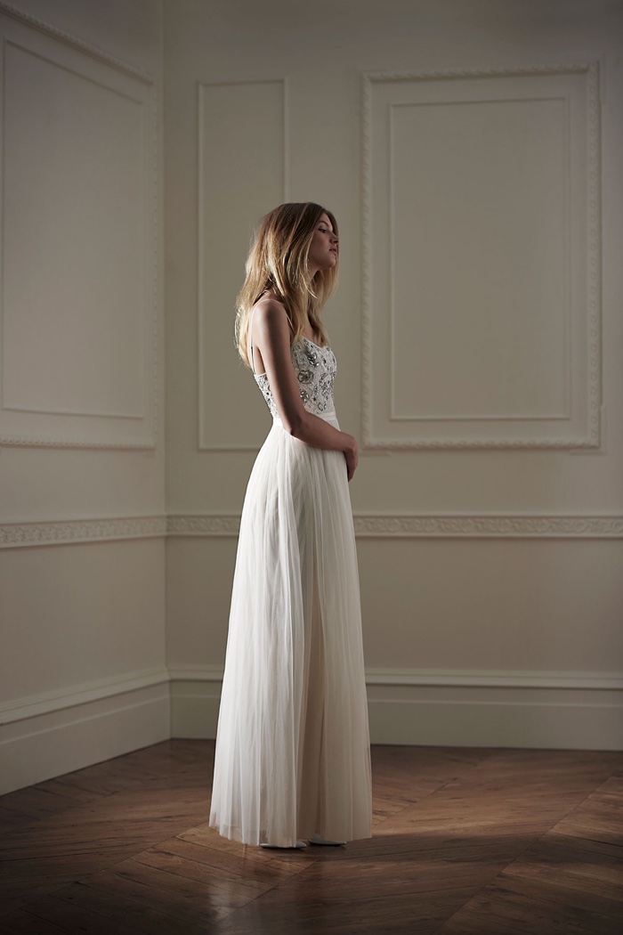 Needle & Thread embellished satin-crepe and tulle gown