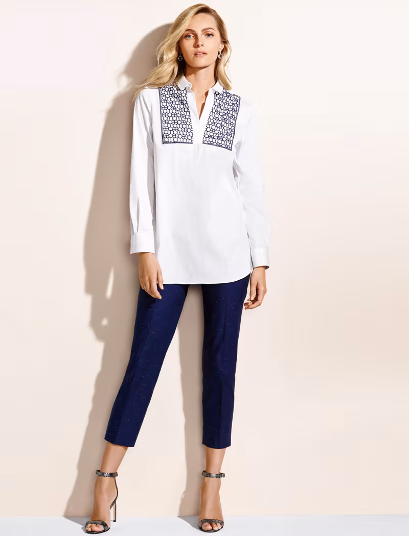 Piazza Sempione Cotton Poplin Macrame Tunic