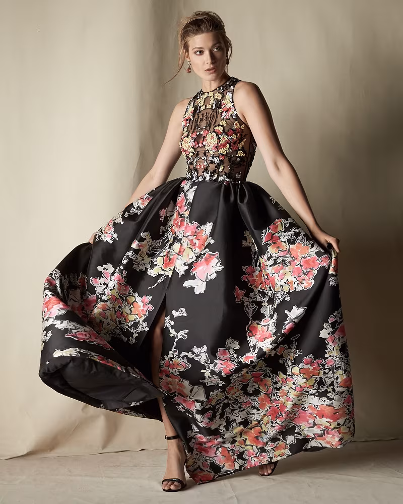 Zuhair Murad Sleeveless Floral-Print Ball Gown